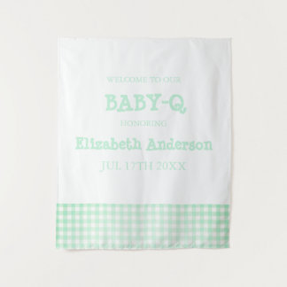 Baby-Q Mint Green Gingham Baby Shower Tapestry