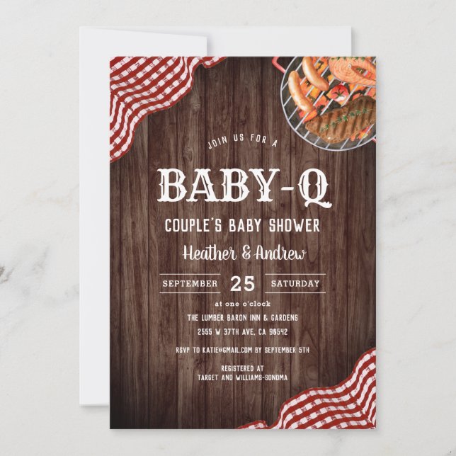 Baby-Q Picnic BBQ Couple's Baby Shower Invitation (Front)
