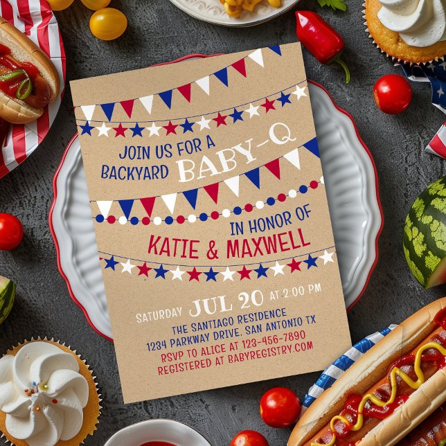 Baby-Q Red White Blue Baby Shower Invitation (Creator Uploaded)
