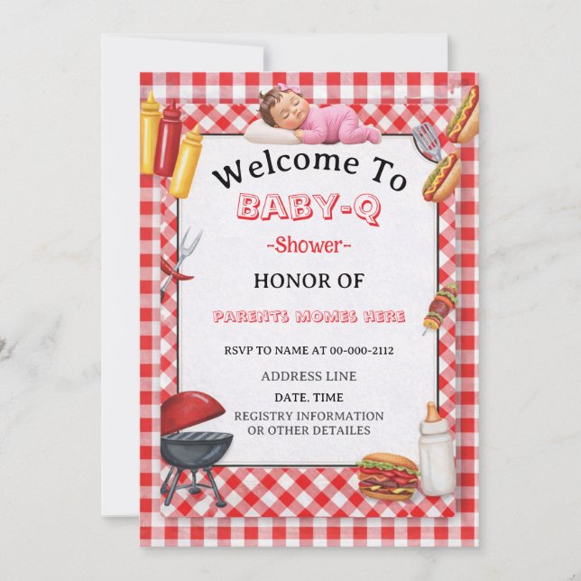 Baby-Q Shower Invitation & BBQ Couples Shower (Devant)