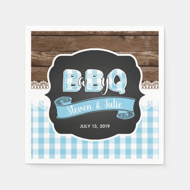 Baby Q Shower Napkin - Baby Blue (Front)