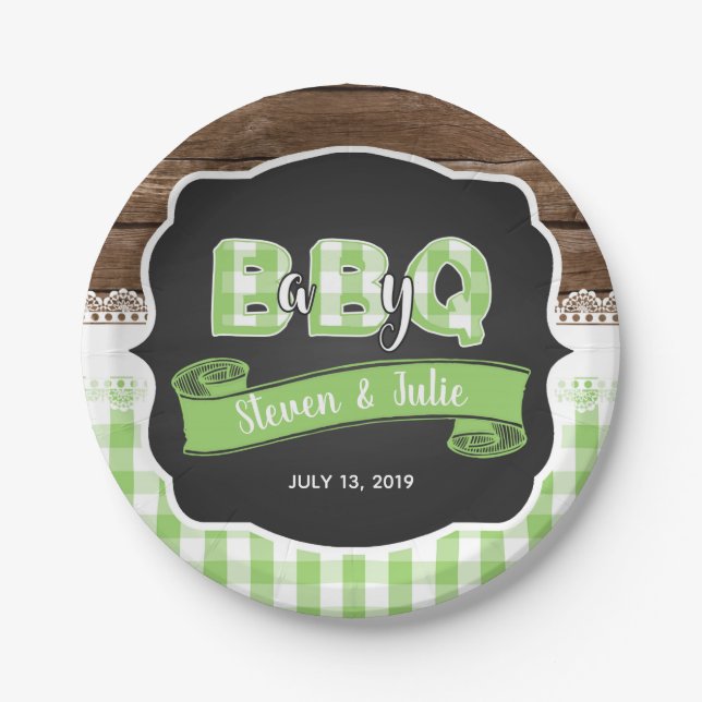 Baby Q Shower Paper Plate - Green (Front)