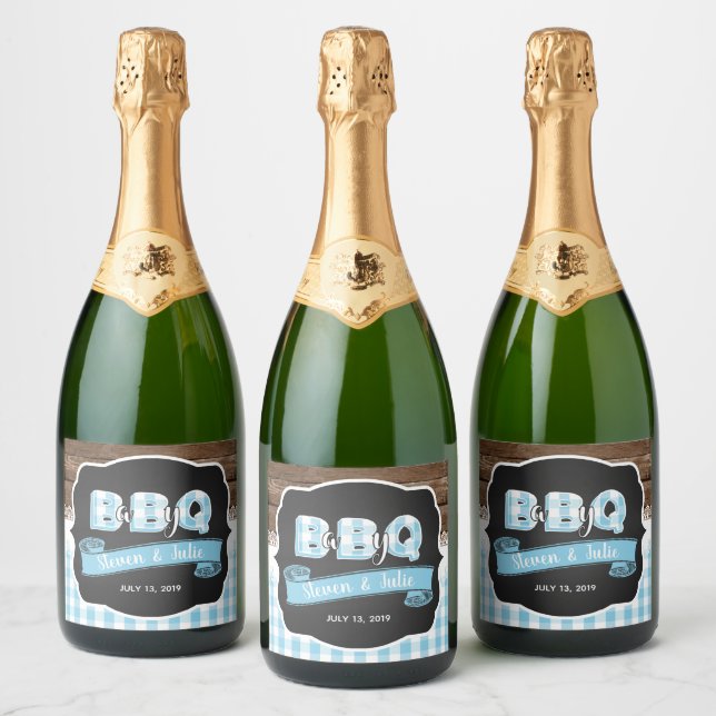 Baby Q Sparkling Wine Label - Baby Blue (Bottles)