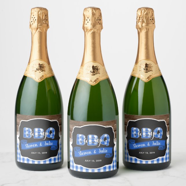 Baby Q Sparkling Wine Label -  Blue (Bottles)