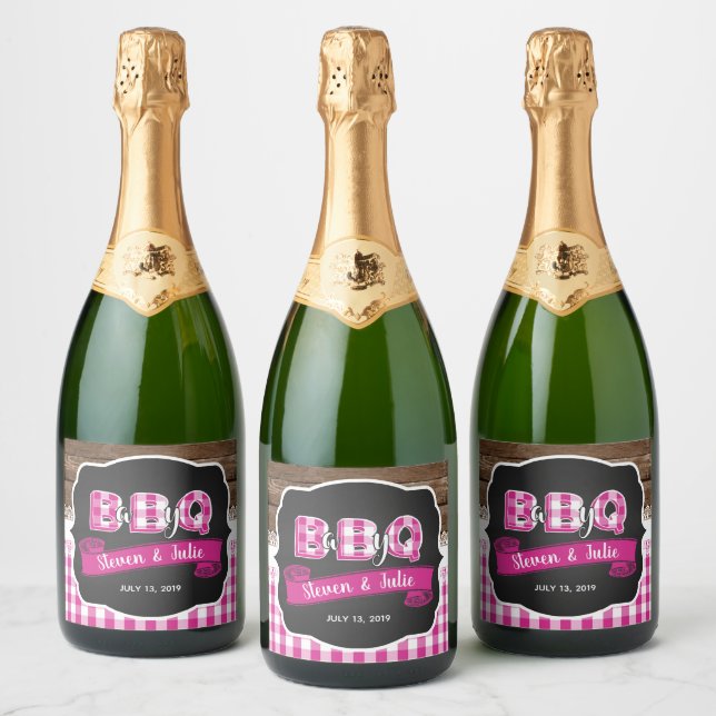 Baby Q Sparkling Wine Label -  Dark Pink (Bottles)