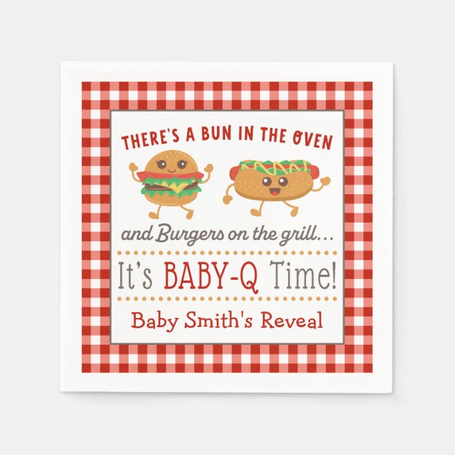 BABY-Q themed gender reveal napkins (Front)