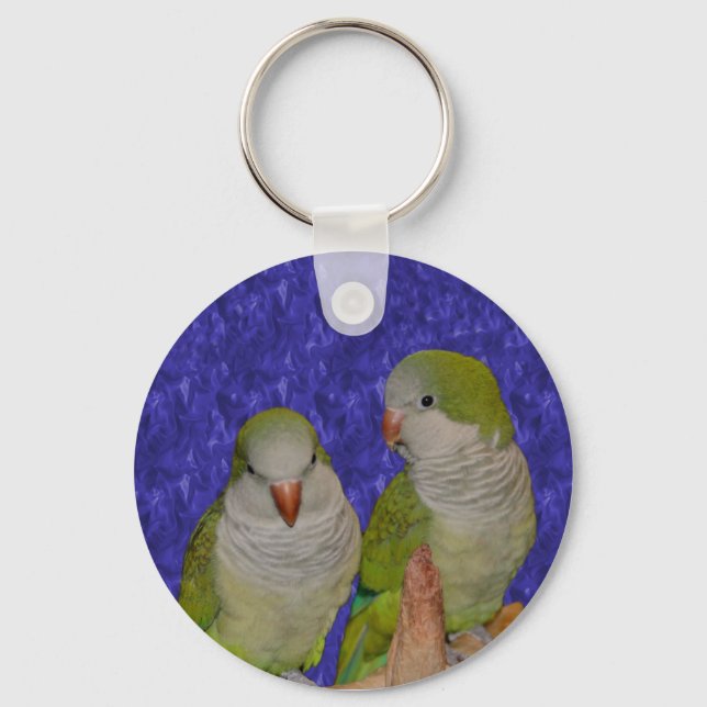 Baby Quaker Parrot Pair Animal Keychain (Front)