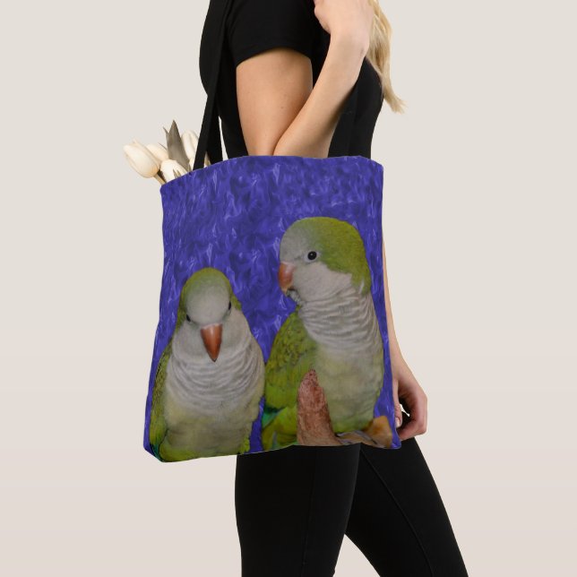 Baby Quaker Parrot Pair Animal  Tote Bag (Close Up)