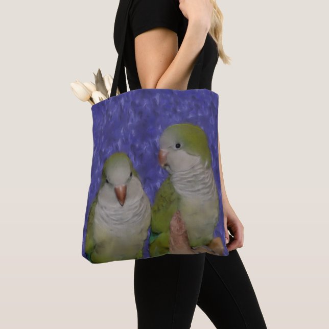 Baby Quaker Parrot Pair Photo Painting  Tote Bag (Close Up)