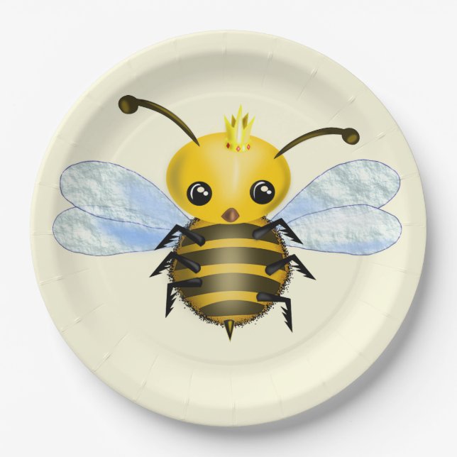 Baby Queen Bee Paper Plates - Customizable (Front)