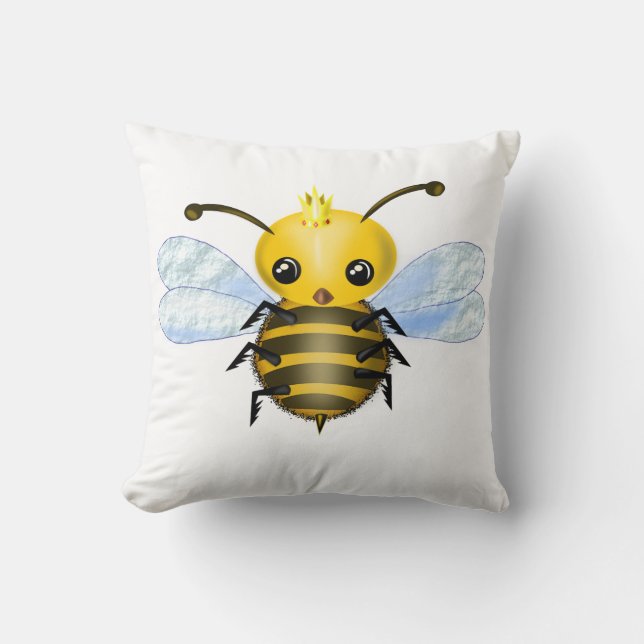 Baby Queen Bee Throw Pillow - Customizable (Front)