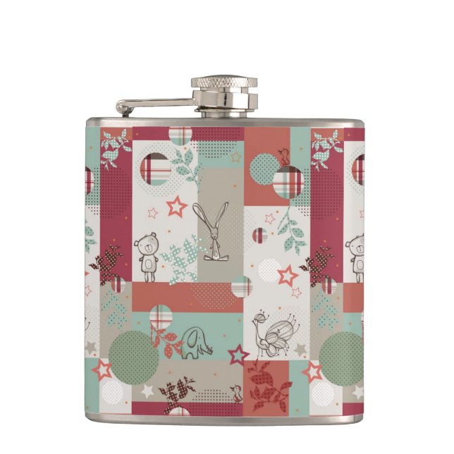 Baby Quilt Pattern 2 Hip Flask (Front)