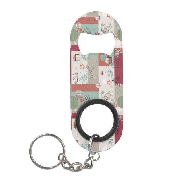 Baby Quilt Pattern 2 Keychain Bottle Opener (Front)