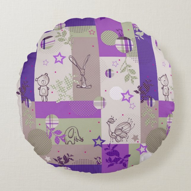 Baby Quilt Pattern Round Pillow (Front)