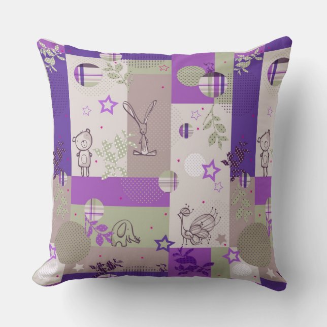 Baby Quilt Pattern Throw Pillow (Front)