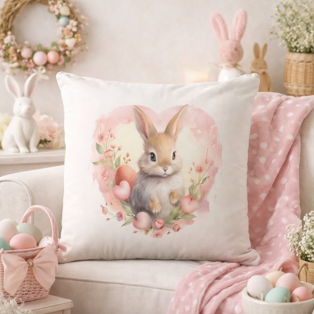 Baby Rabbit Heart Throw Pillow (Creator Uploaded)