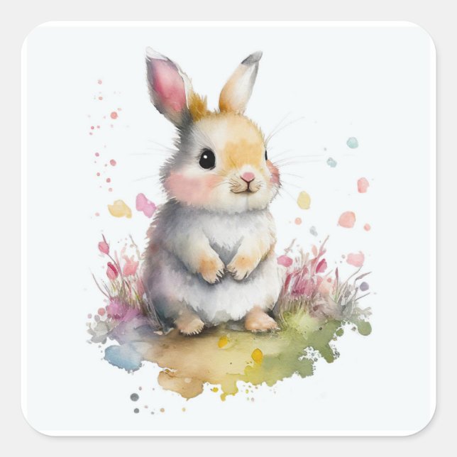 Baby Rabbit Square Sticker (Front)