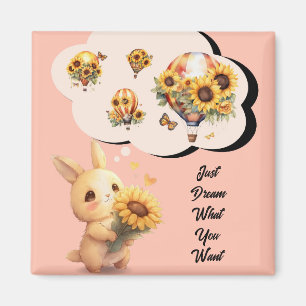 Baby Rabbit With Sunflower Magnet