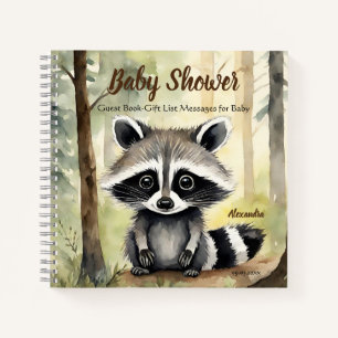 Baby Raccoon Baby Shower Guest Gift List Notebook