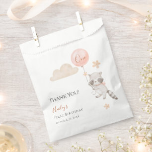 Baby Raccoon Flying Balloon Birthday Thank You Favour Bag