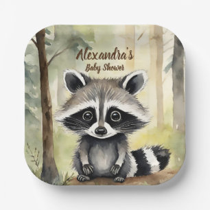 Baby Raccoon Gender Neutral Baby Shower Paper Plate