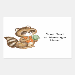 Baby Raccoon in Orange Vest with Best Friend Frog Sticker