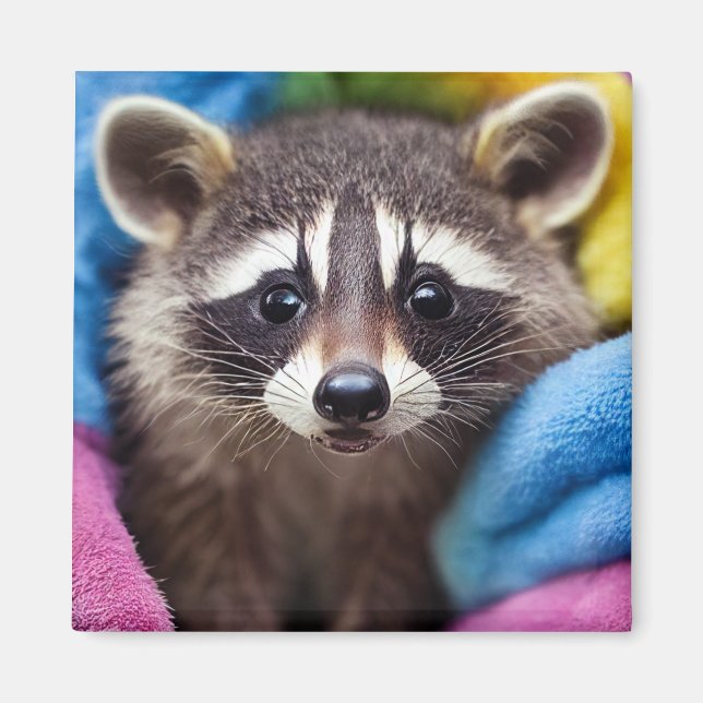 Baby Raccoon Magnet - Rainbow Critters (Front)
