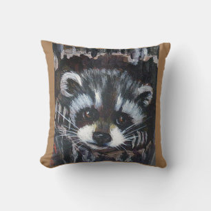 BABY RACCOON PEEKING THROW PILLOWS