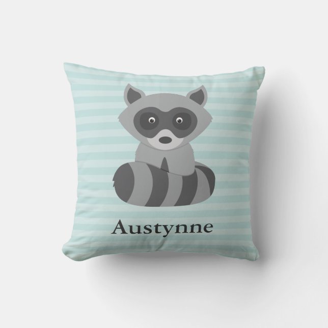 Baby Raccoon Throw Pillow (Front)