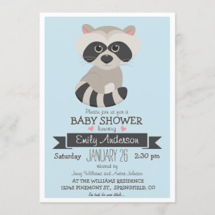 Baby Raccoon, Woodland Baby Shower or Sprinkle Invitation