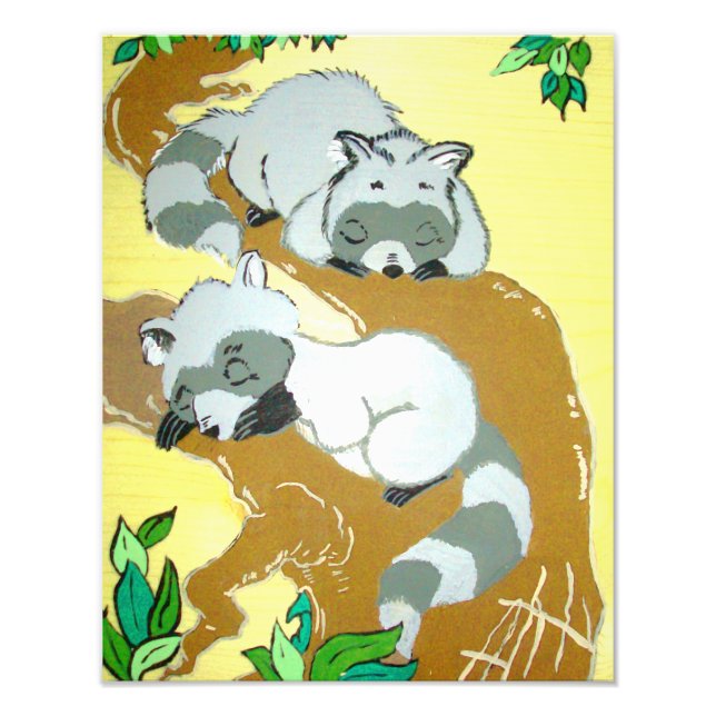 Baby Raccoons Sleeping Print (Front)