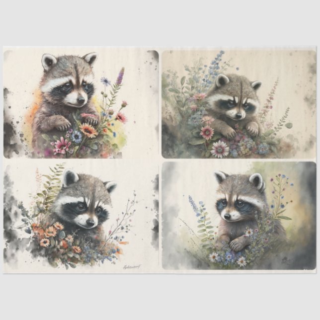 Baby Raccoons woodland  Tissue Paper (Front)