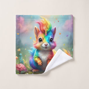 Baby Rainbow Colored Unicorn Squirrel, Wash Cloth