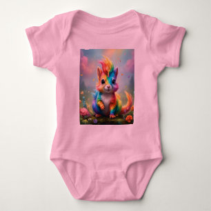 Baby Rainbow Coloured Unicorn Squirrel, Bodysuit