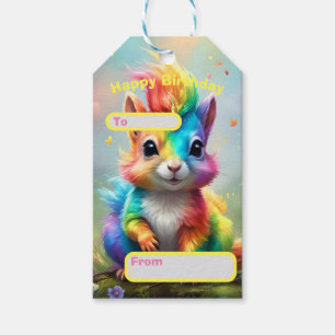 Baby Rainbow Coloured Unicorn Squirrel, Gift Tags