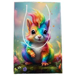 Baby Rainbow Coloured Unicorn Squirrel, Medium Gift Bag