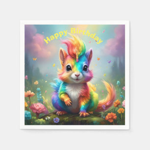 Baby Rainbow Coloured Unicorn Squirrel, Napkin