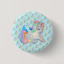 Baby Rainbow Unicorn Pony custom size pin button