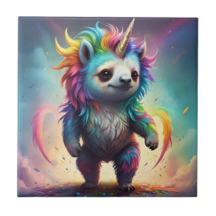 Baby Rainbow Unicorn Sloth, Tile