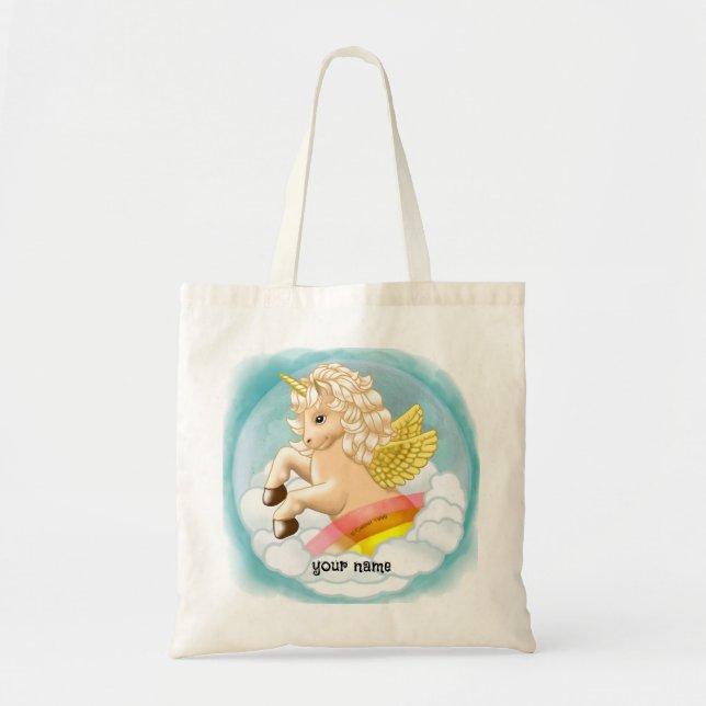 Baby Rainbow Unicorn Tote Bag (Front)
