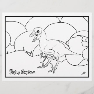 Baby Raptor - Colouring Page.