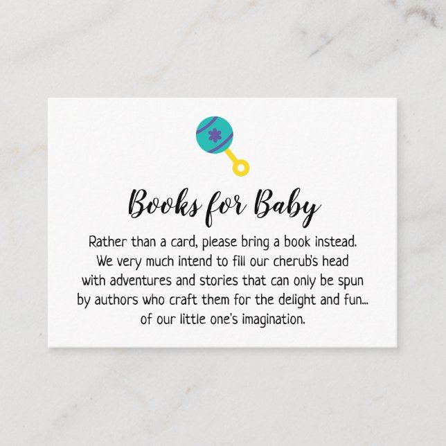 Baby Rattle Simple Book Request Insert Cards (Front)