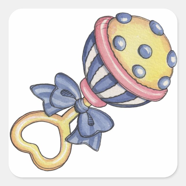 Baby Rattle Square Sticker (Front)