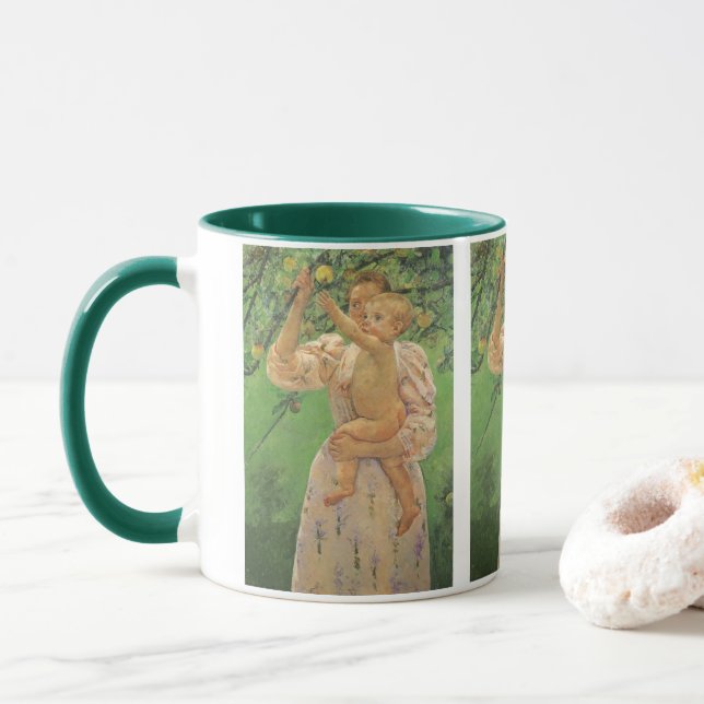 Baby Reaching for an Apple by Mary Cassatt Mug (With Donut)