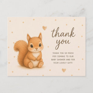Baby Red Squirrel Baby Shower Thank You Postcard