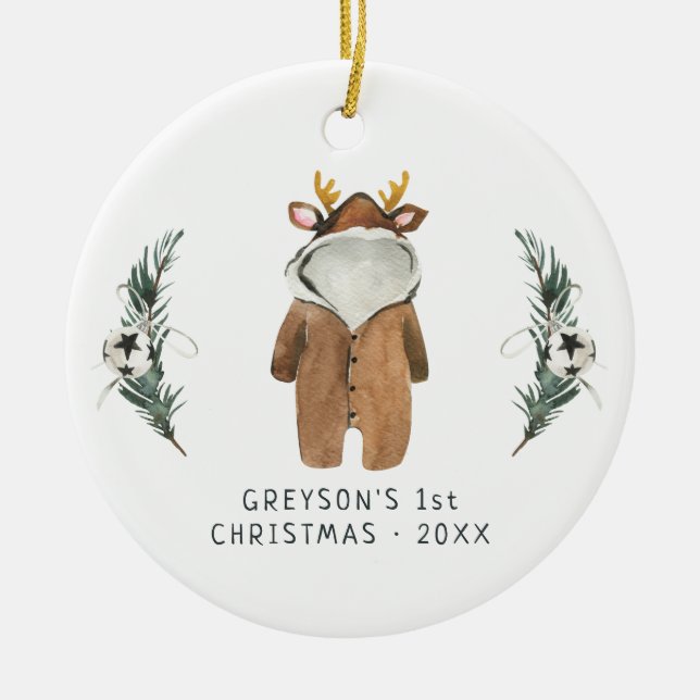 Baby Reindeer | Baby's First Christmas Ornament (Front)