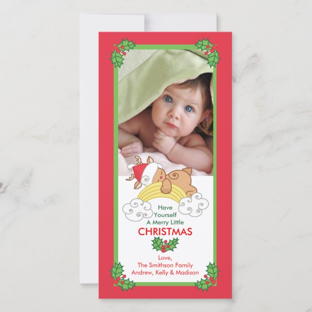Baby Reindeer Christmas Photo cards (Front)