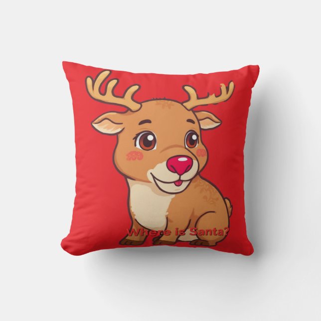 Baby reindeer throw pillow (Front)
