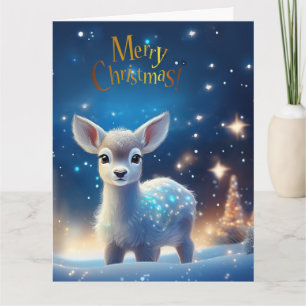 Baby Reindeer with Merry Christmas greeting Card