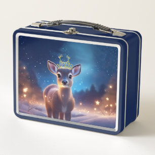 Baby Reindeer with Merry Christmas greeting Metal Lunch Box